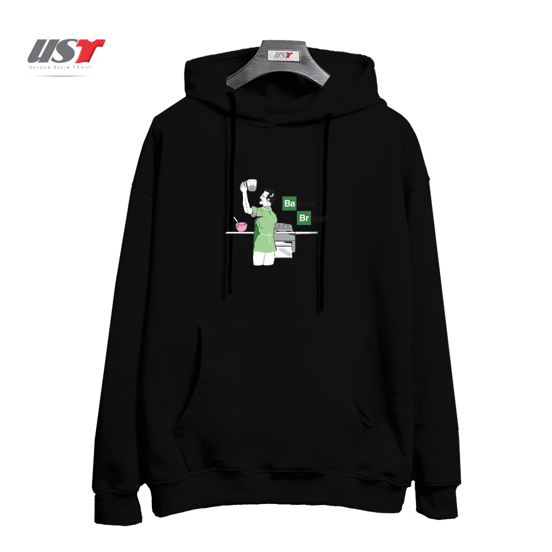 طرح BAKING BREAD هودی اورسایزرنگ مشکی