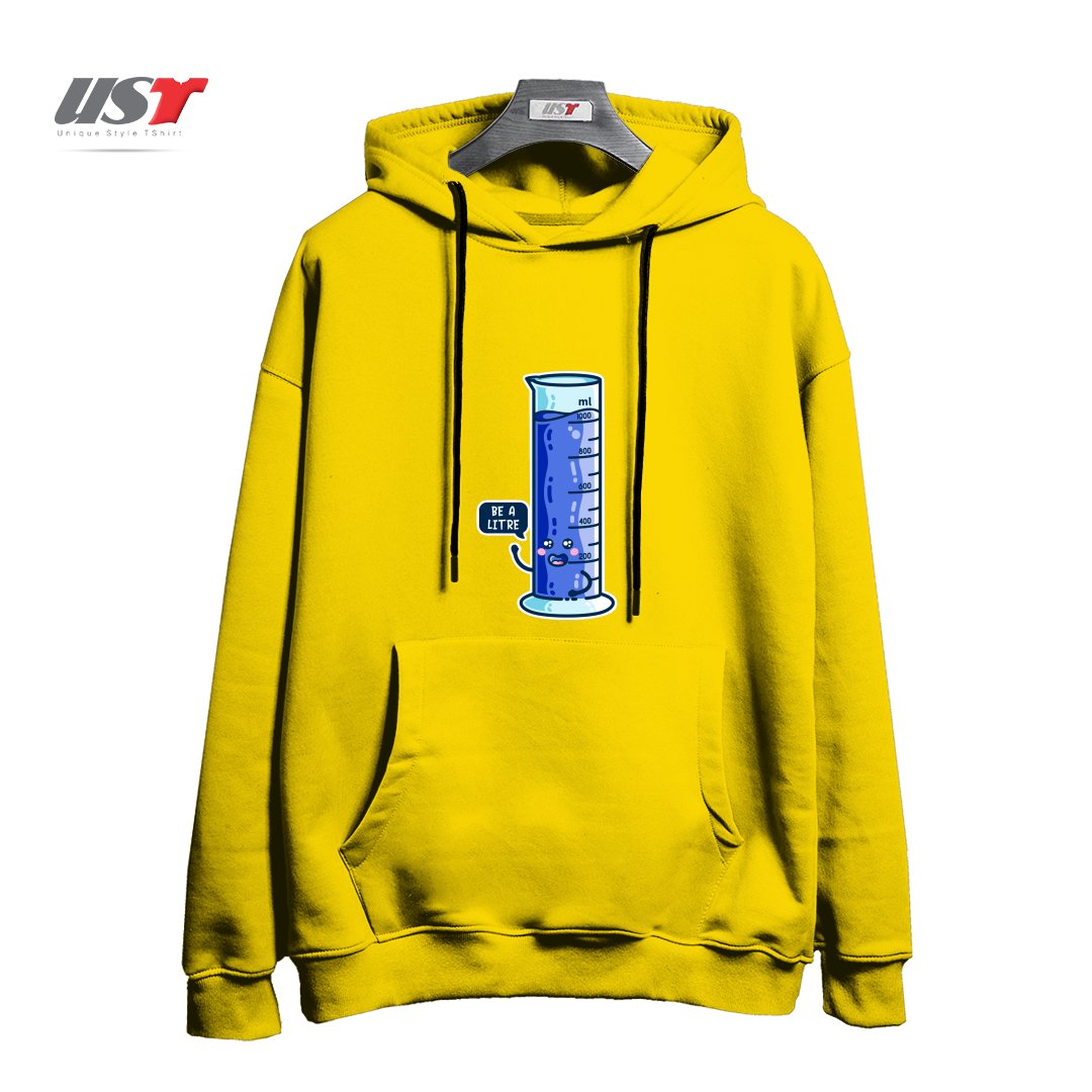 طرح BE A LITRE GRADUATED CYLINDER هودی اورسایزرنگ زرد