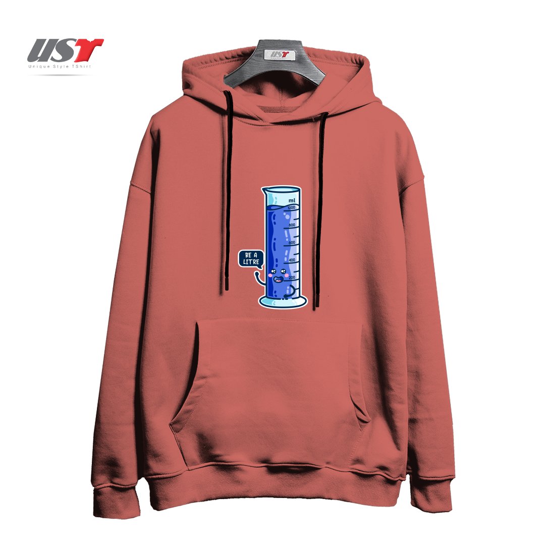 طرح BE A LITRE GRADUATED CYLINDER هودی اورسایزرنگ آجری