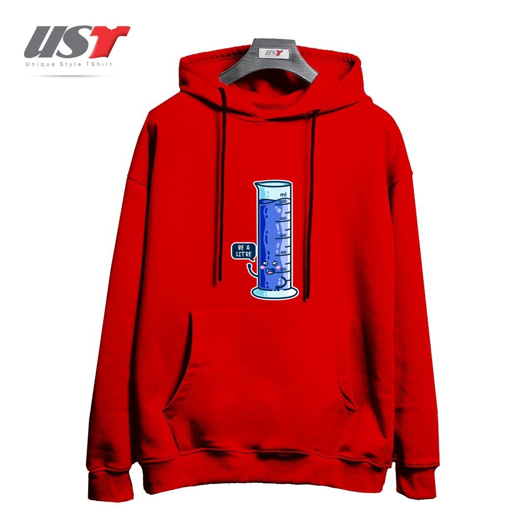 طرح BE A LITRE GRADUATED CYLINDER هودی اورسایزرنگ قرمز