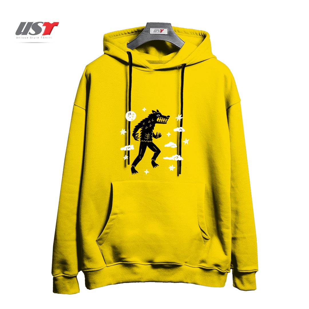 طرح I WANT TO BELIEVE IN... WEREWOLVES هودی اورسایزرنگ زرد