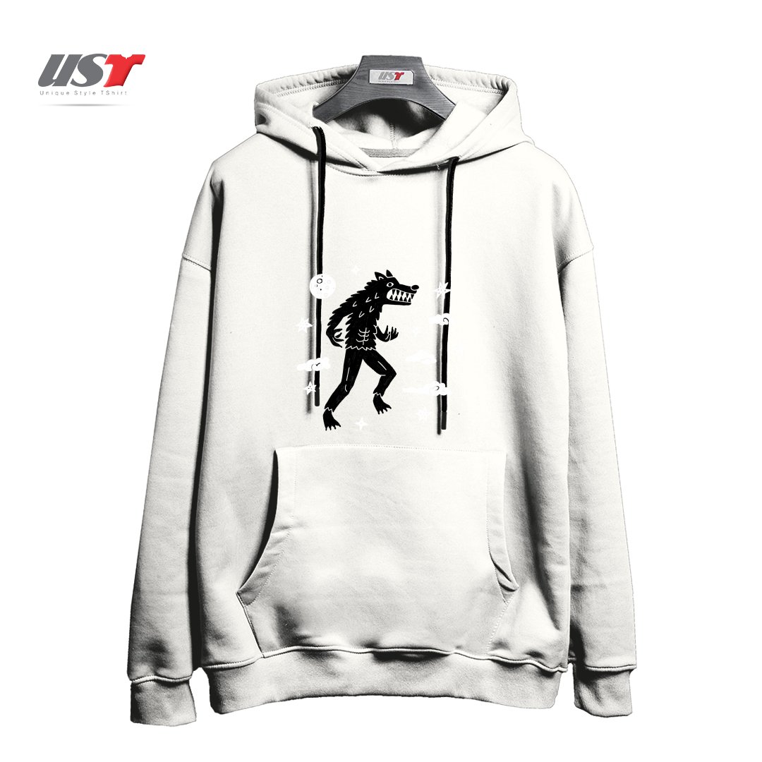 طرح I WANT TO BELIEVE IN... WEREWOLVES هودی اورسایزرنگ سفید