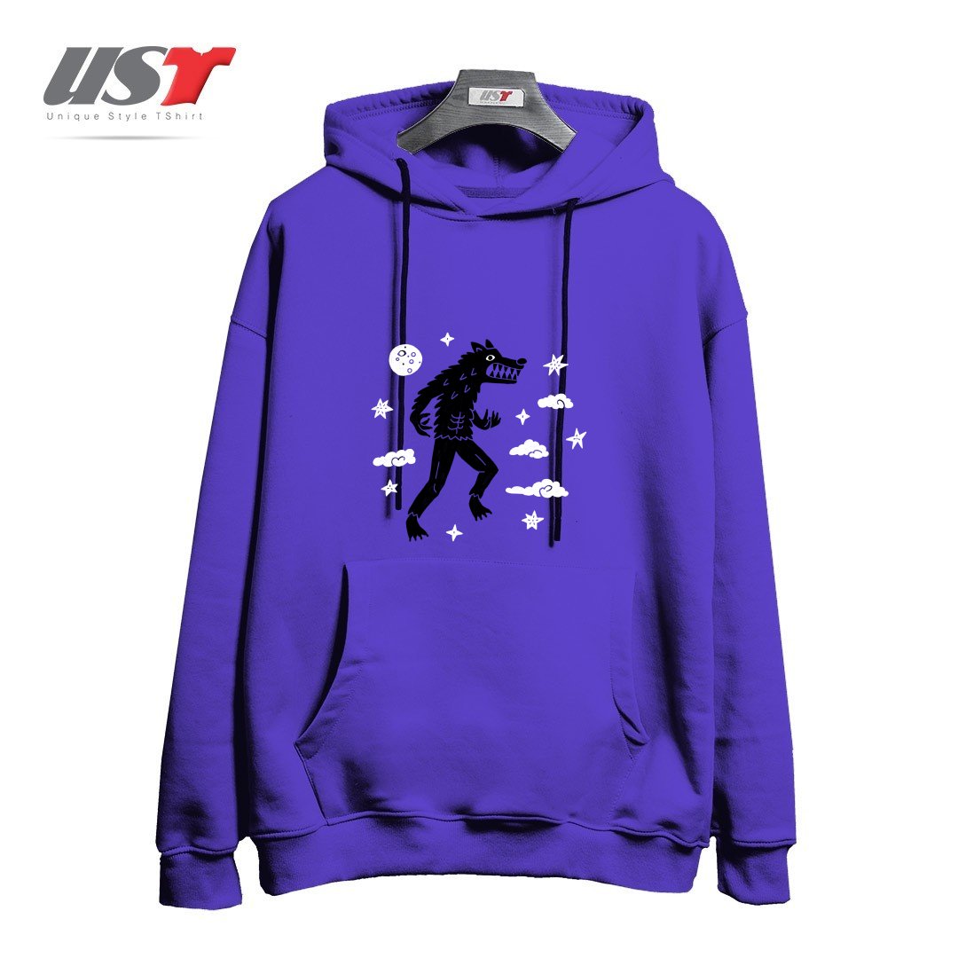 طرح I WANT TO BELIEVE IN... WEREWOLVES هودی اورسایزرنگ بنفش