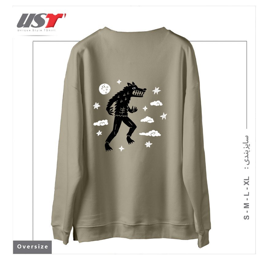 طرح I WANT TO BELIEVE IN... WEREWOLVES سوییشرت اورسایزرنگ نخودی