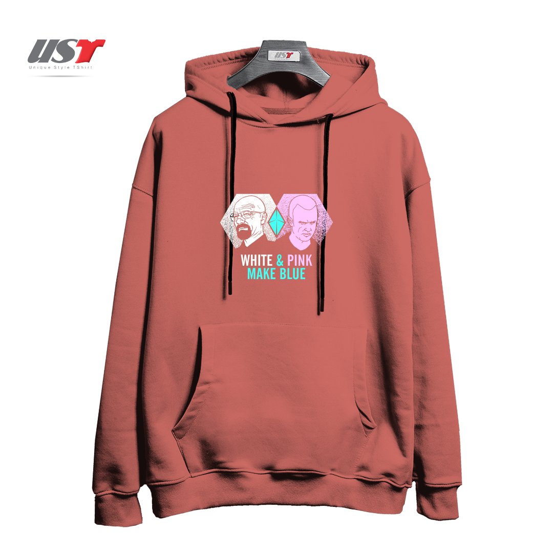 طرح BREAKING BLUE هودی اورسایزرنگ آجری