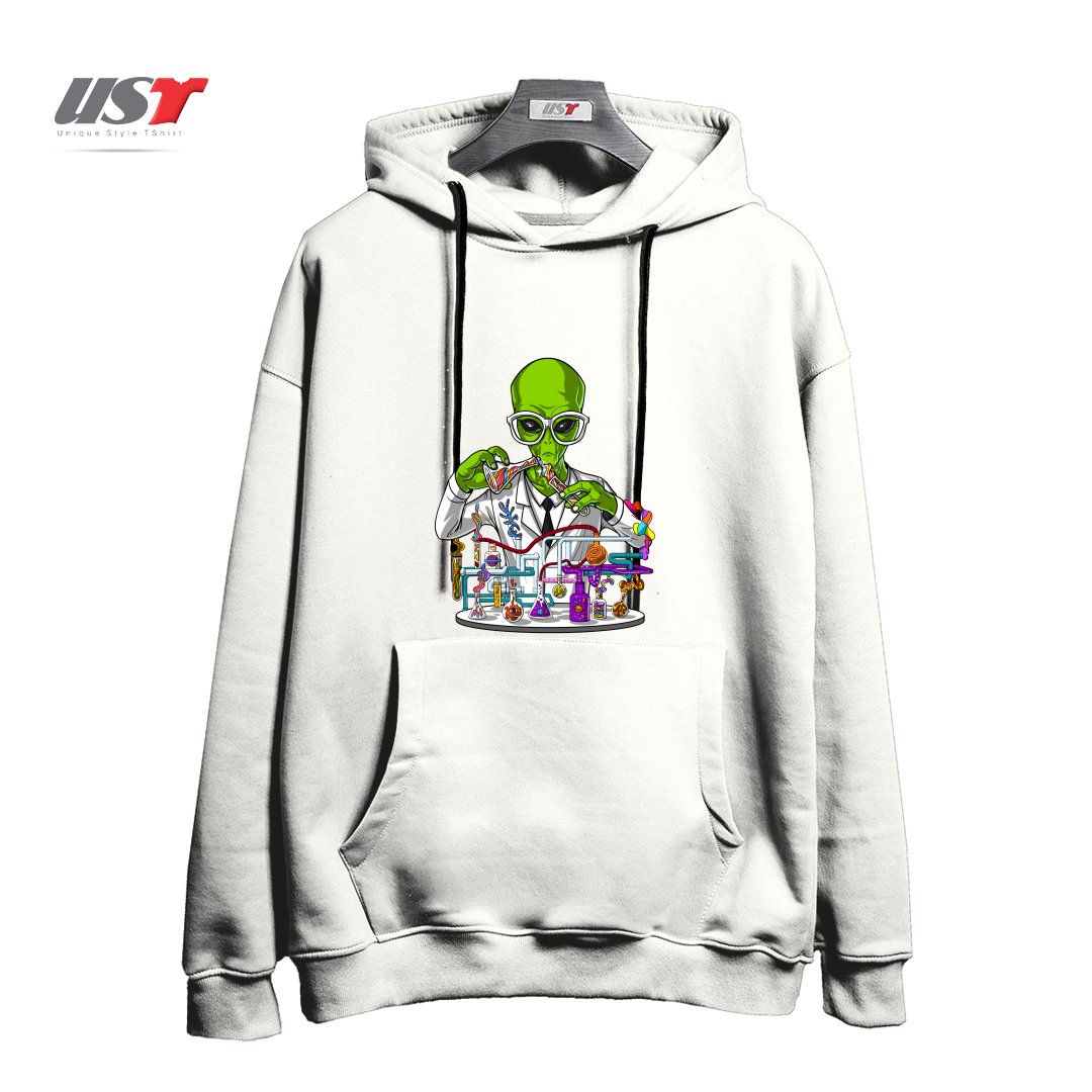 طرح CHEMISTRY ALIEN هودی اورسایزرنگ سفید