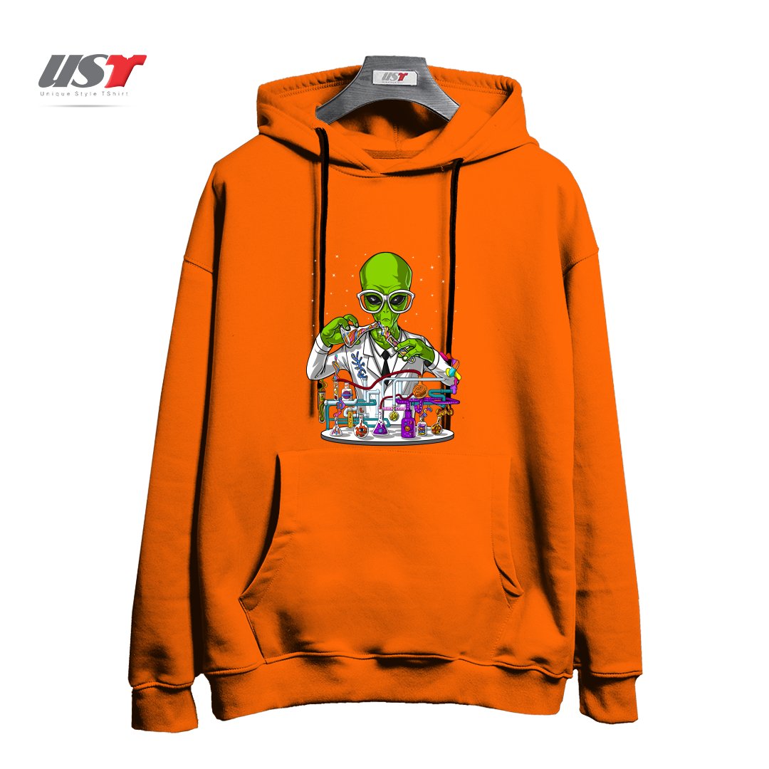 طرح CHEMISTRY ALIEN هودی اورسایزرنگ نارنجی