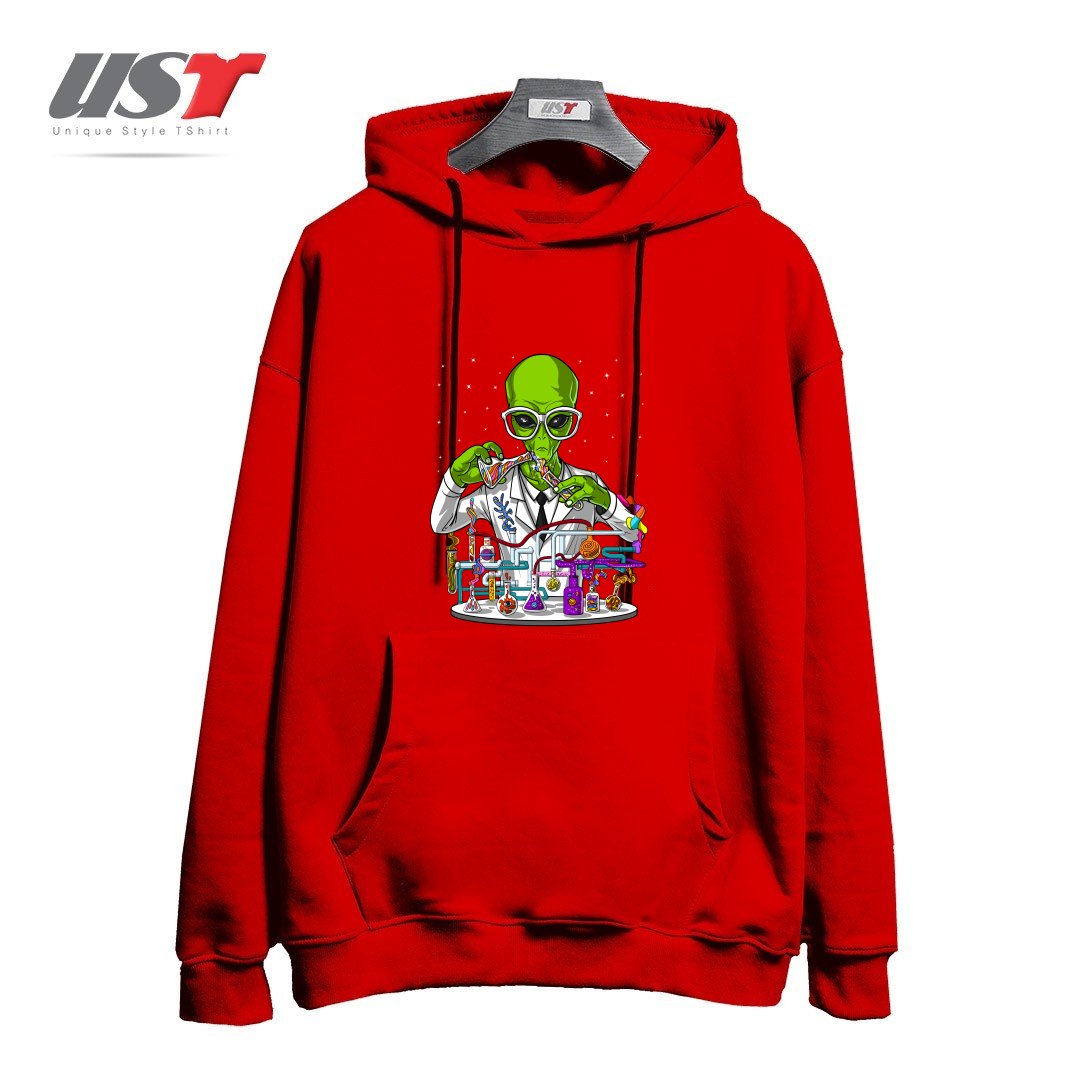 طرح CHEMISTRY ALIEN هودی اورسایزرنگ قرمز