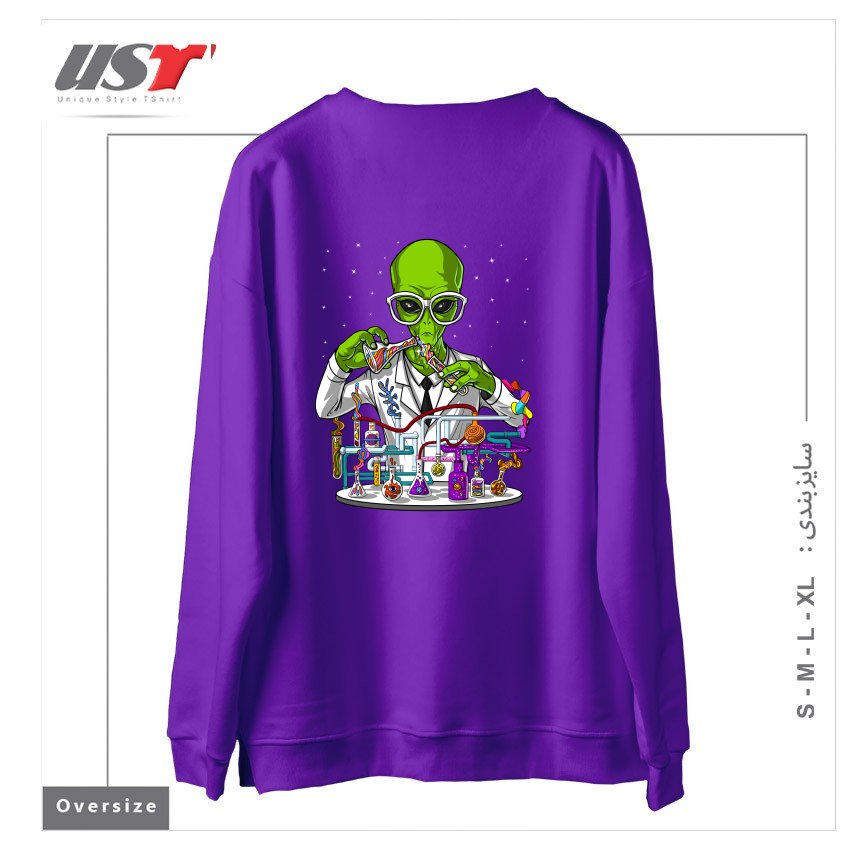 طرح CHEMISTRY ALIEN سوییشرت اورسایزرنگ بنفش