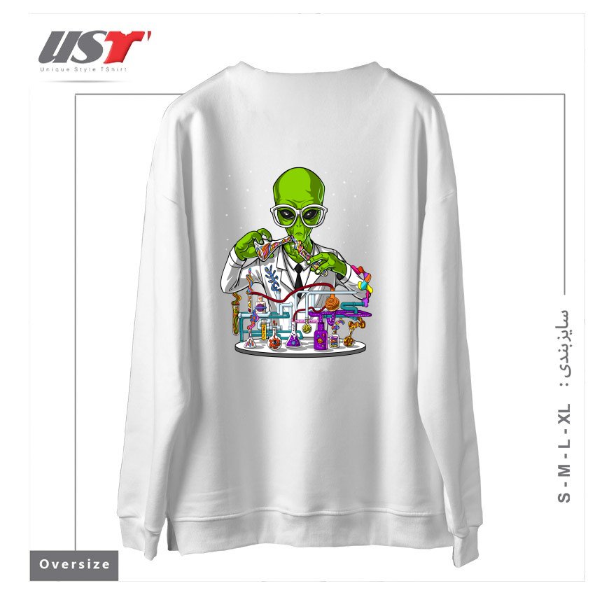طرح CHEMISTRY ALIEN سوییشرت اورسایزرنگ سفید