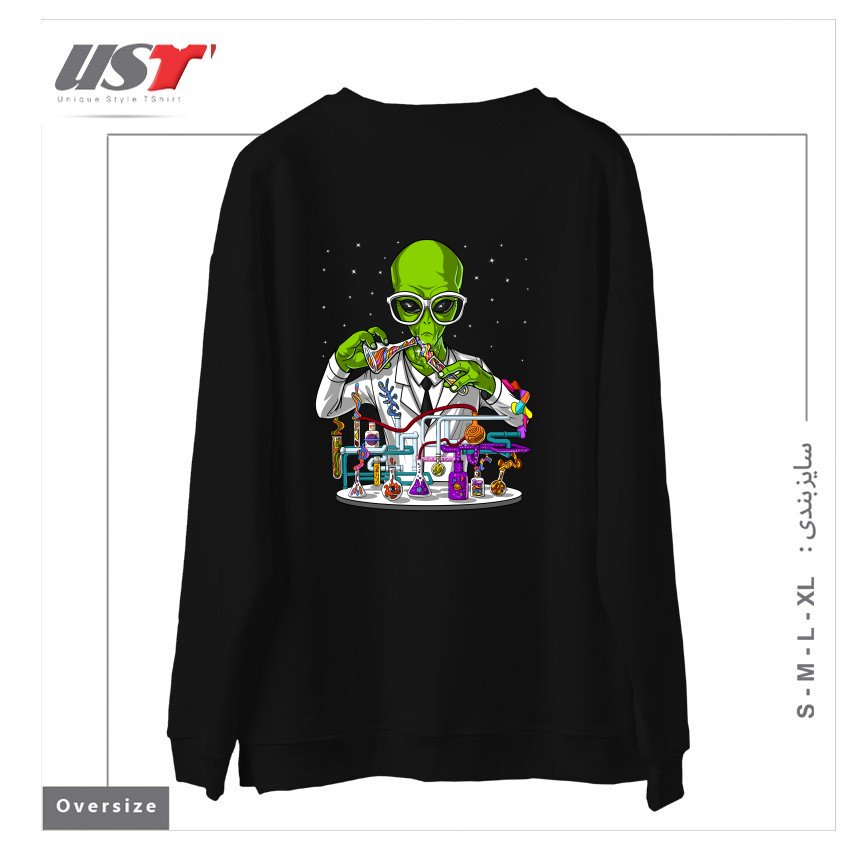 طرح CHEMISTRY ALIEN سوییشرت اورسایزرنگ مشکی