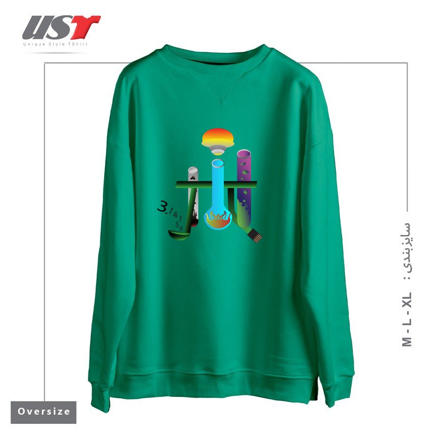 طرح CHEMPI سوییشرت اورسایزرنگ سبز سدری