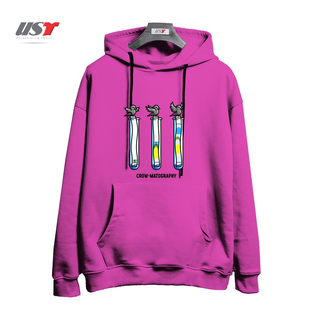 طرح CHROMATOGRAPHY CHEMISTRY PUN هودی اورسایزرنگ صورتی