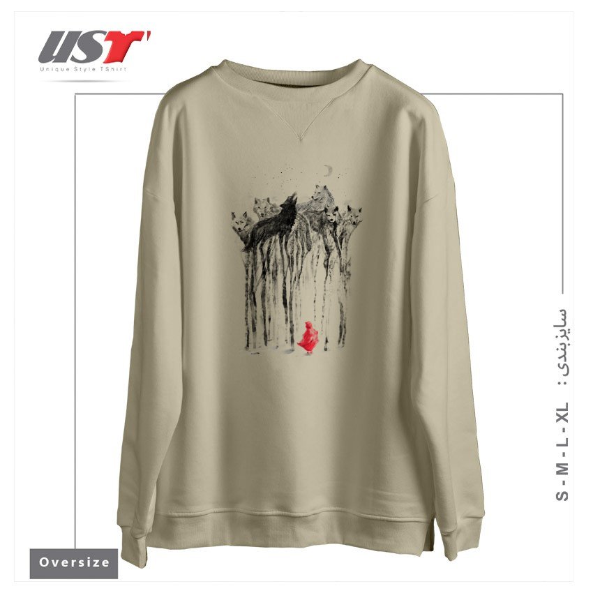 طرح INTO THE WOODS - 38SUNSETS سوییشرت اورسایزرنگ نخودی