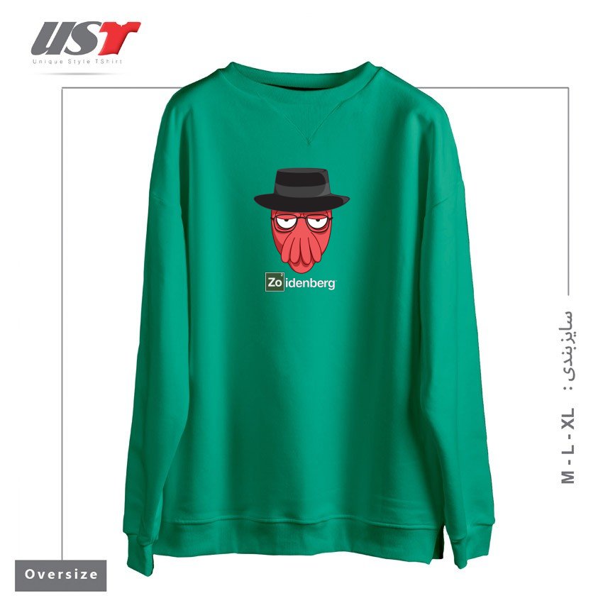 طرح WHY NOT ZOIDENBERG سوییشرت اورسایزرنگ سبز سدری