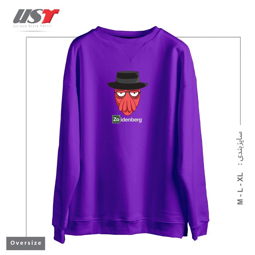 طرح WHY NOT ZOIDENBERG سوییشرت اورسایزرنگ بنفش