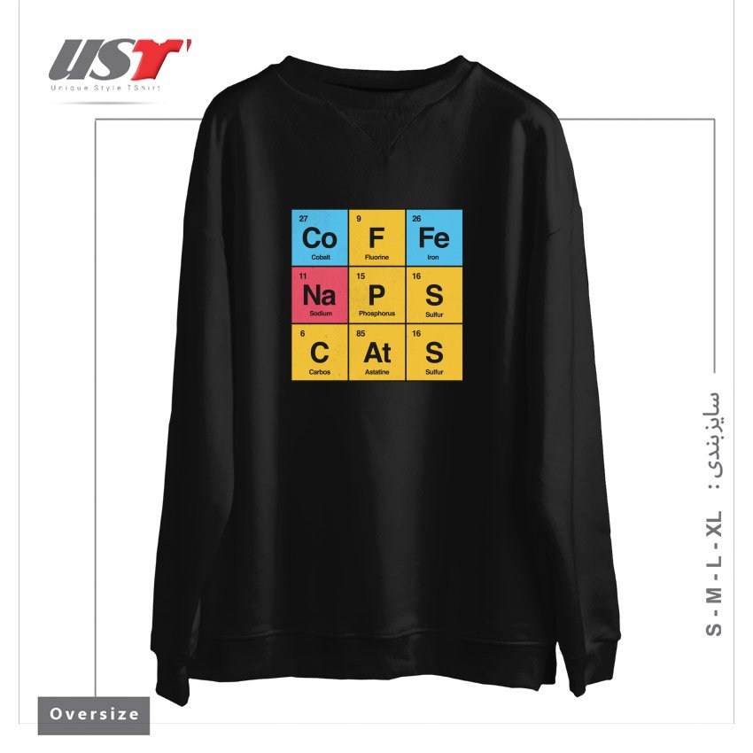 طرح SCIENCE, NAPS & CATS BY TOBE FONSECA سوییشرت اورسایزرنگ مشکی