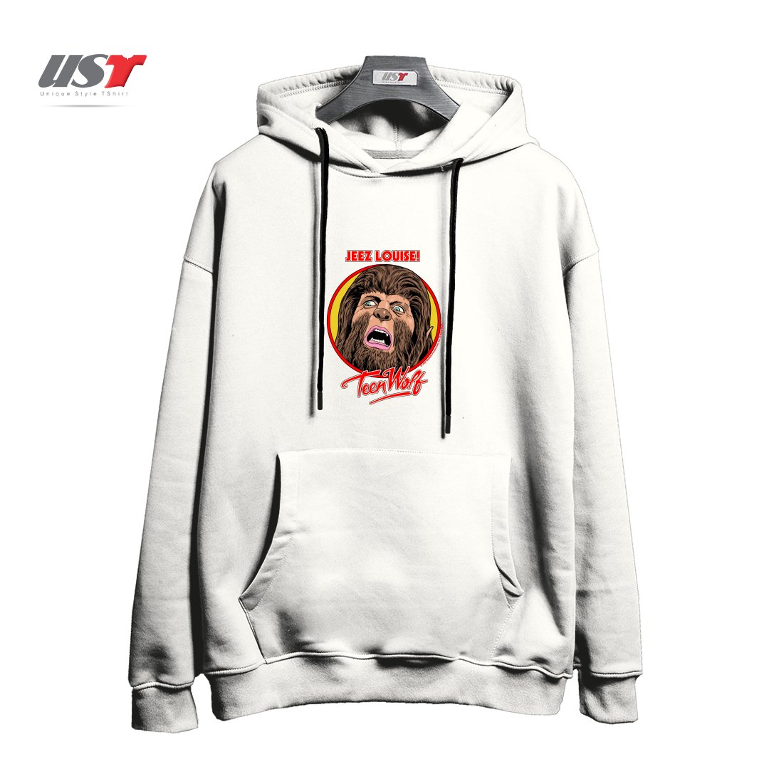طرح JEEZ LOUISE TEEN WOLF هودی اورسایزرنگ سفید