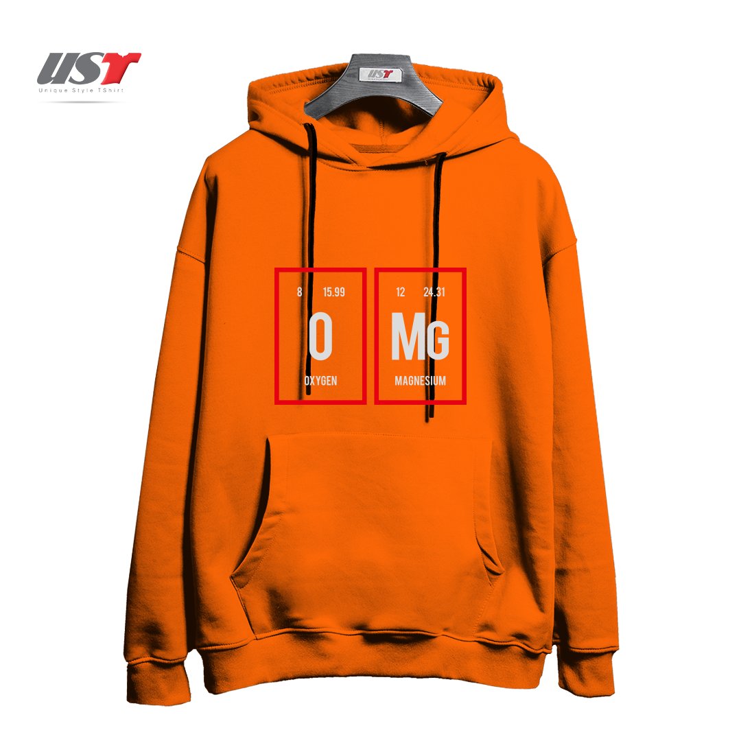 طرح OMG - PERIODIC TABLE OF ELEMENTS هودی اورسایزرنگ نارنجی
