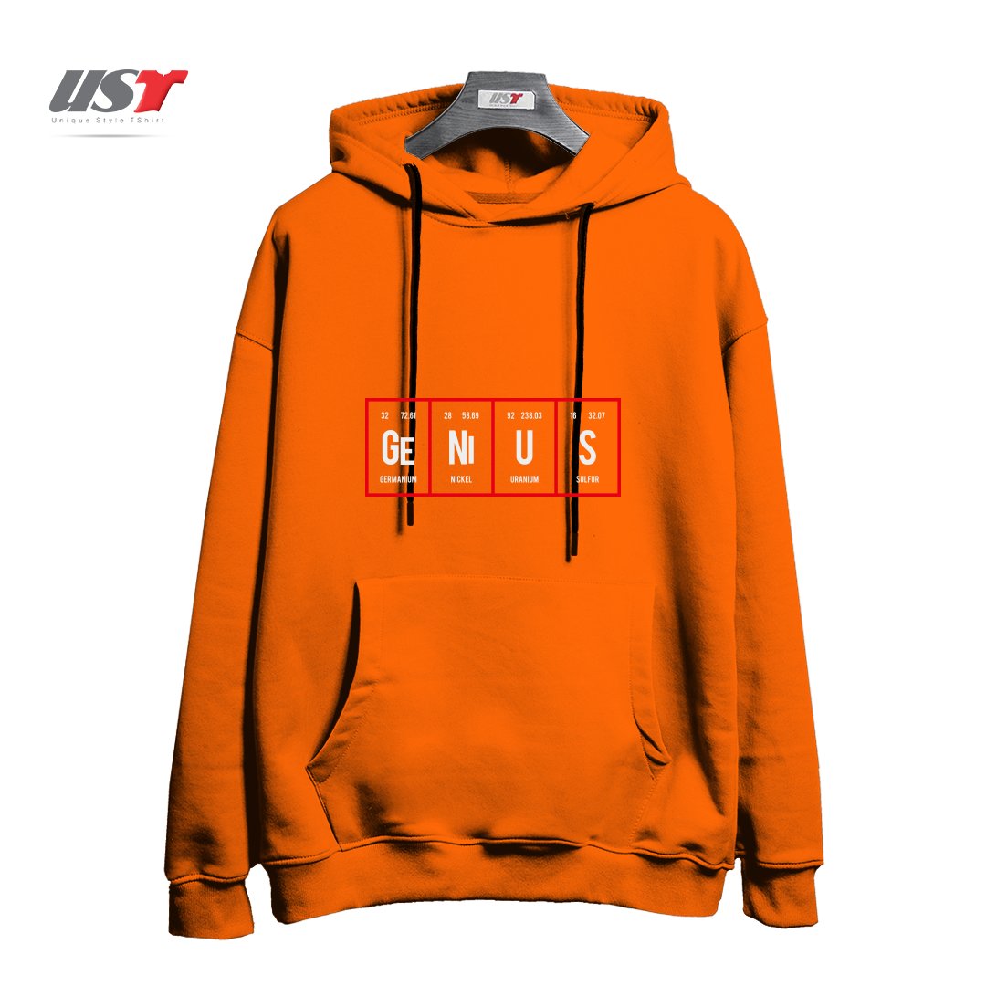 طرح GENIUS - PERIODIC TABLE OF ELEMENTS هودی اورسایزرنگ نارنجی