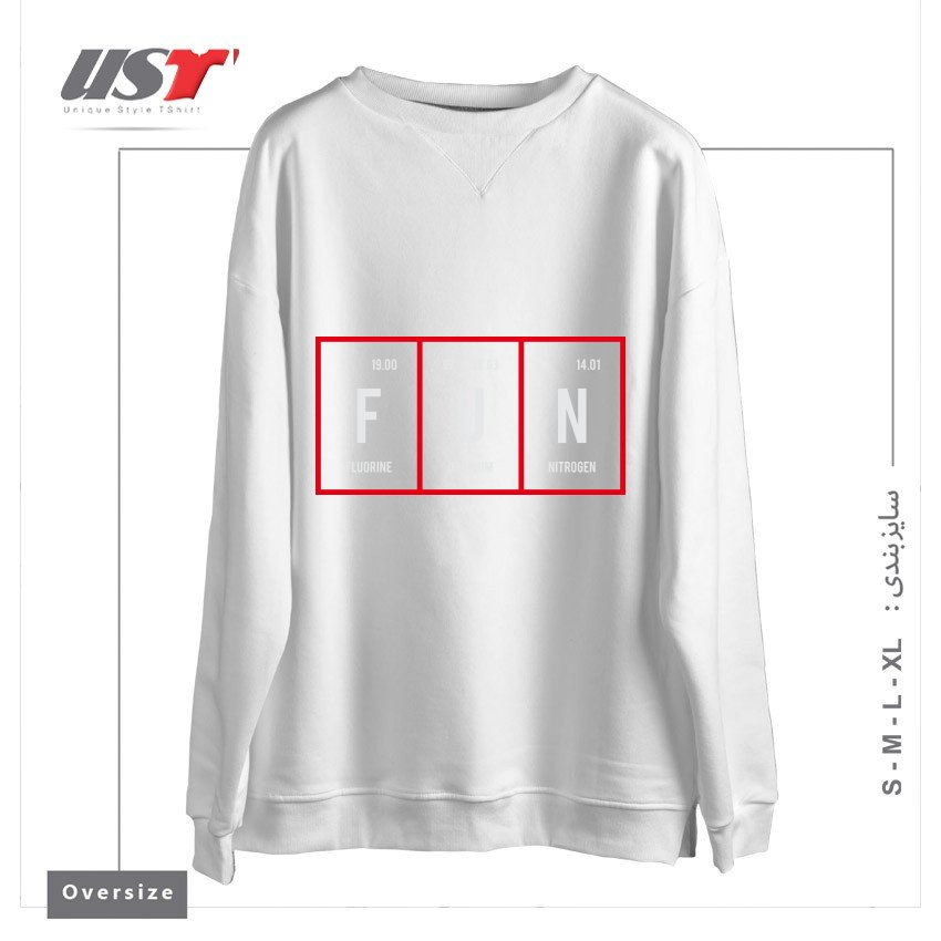 سوییشرت اورسایز طرح FUN - PERIODIC TABLE OF ELEMENTS