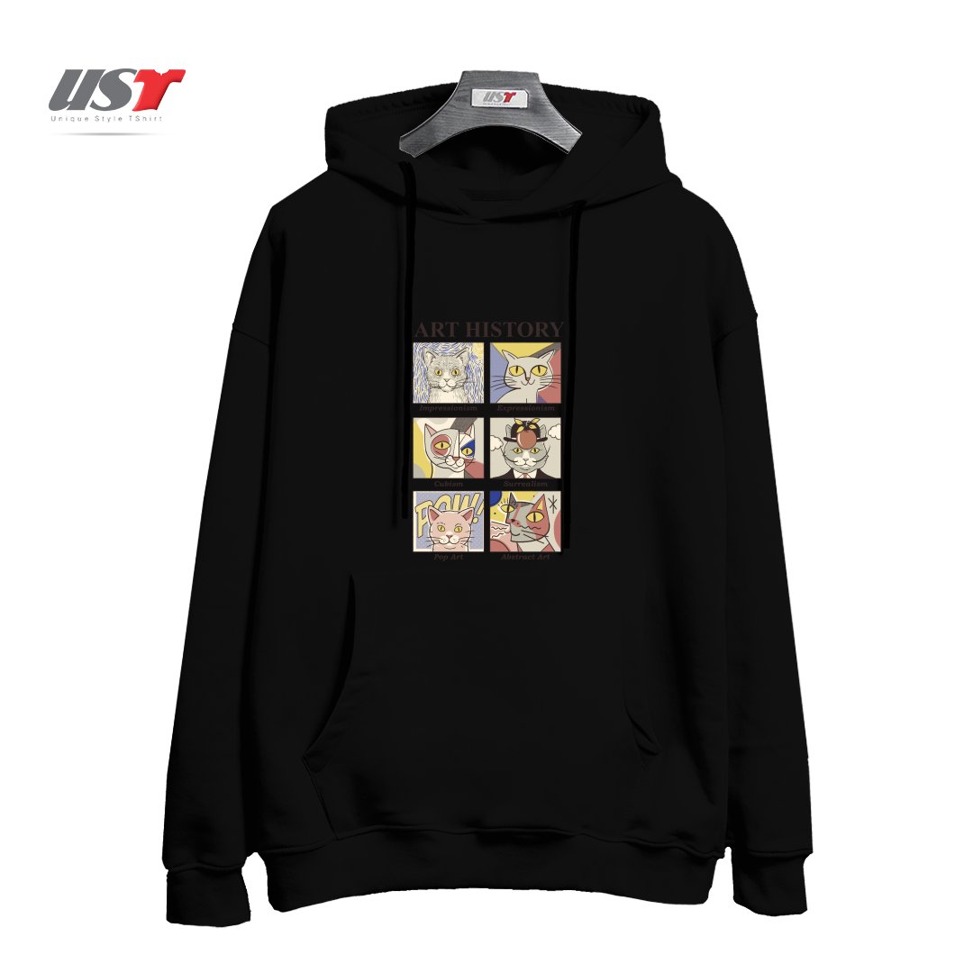 طرح ART HISTORY هودی اورسایزرنگ مشکی