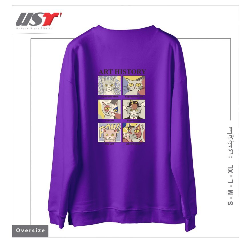 طرح ART HISTORY سوییشرت اورسایزرنگ بنفش