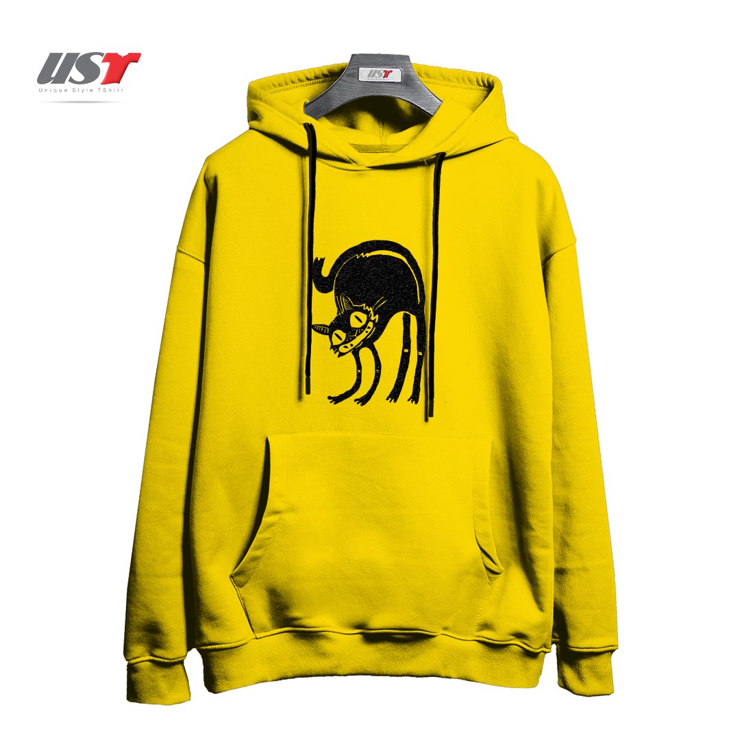 طرح BLACK CAT - LEGEND DERRY2121545 هودی اورسایزرنگ زرد