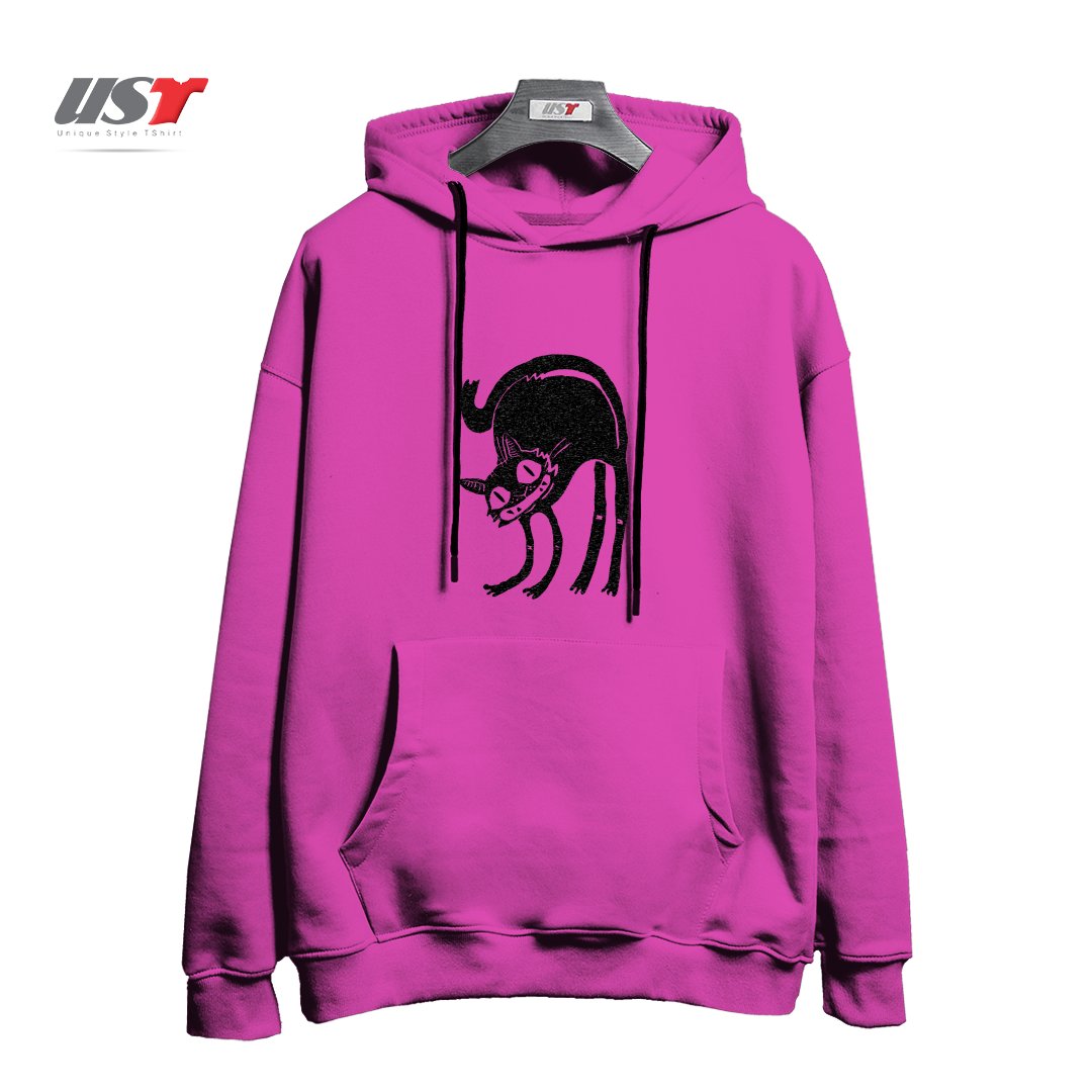 طرح BLACK CAT - LEGEND DERRY2121545 هودی اورسایزرنگ صورتی