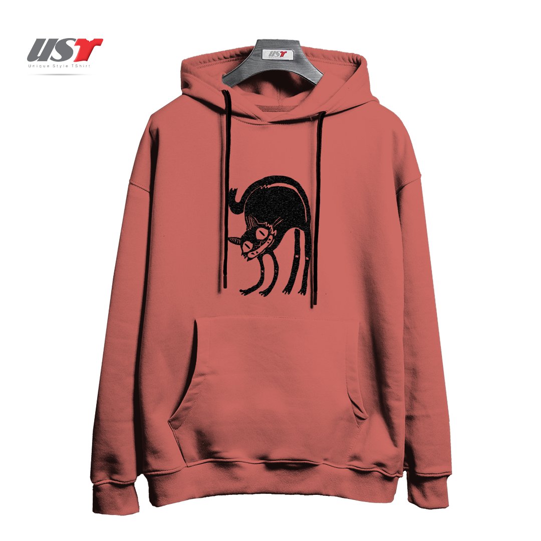 طرح BLACK CAT - LEGEND DERRY2121545 هودی اورسایزرنگ آجری