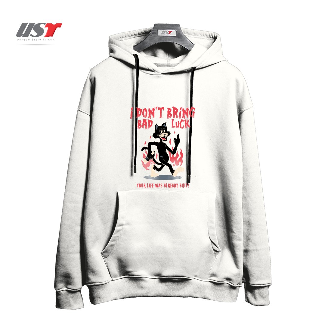 طرح BLACK CAT هودی اورسایزرنگ سفید