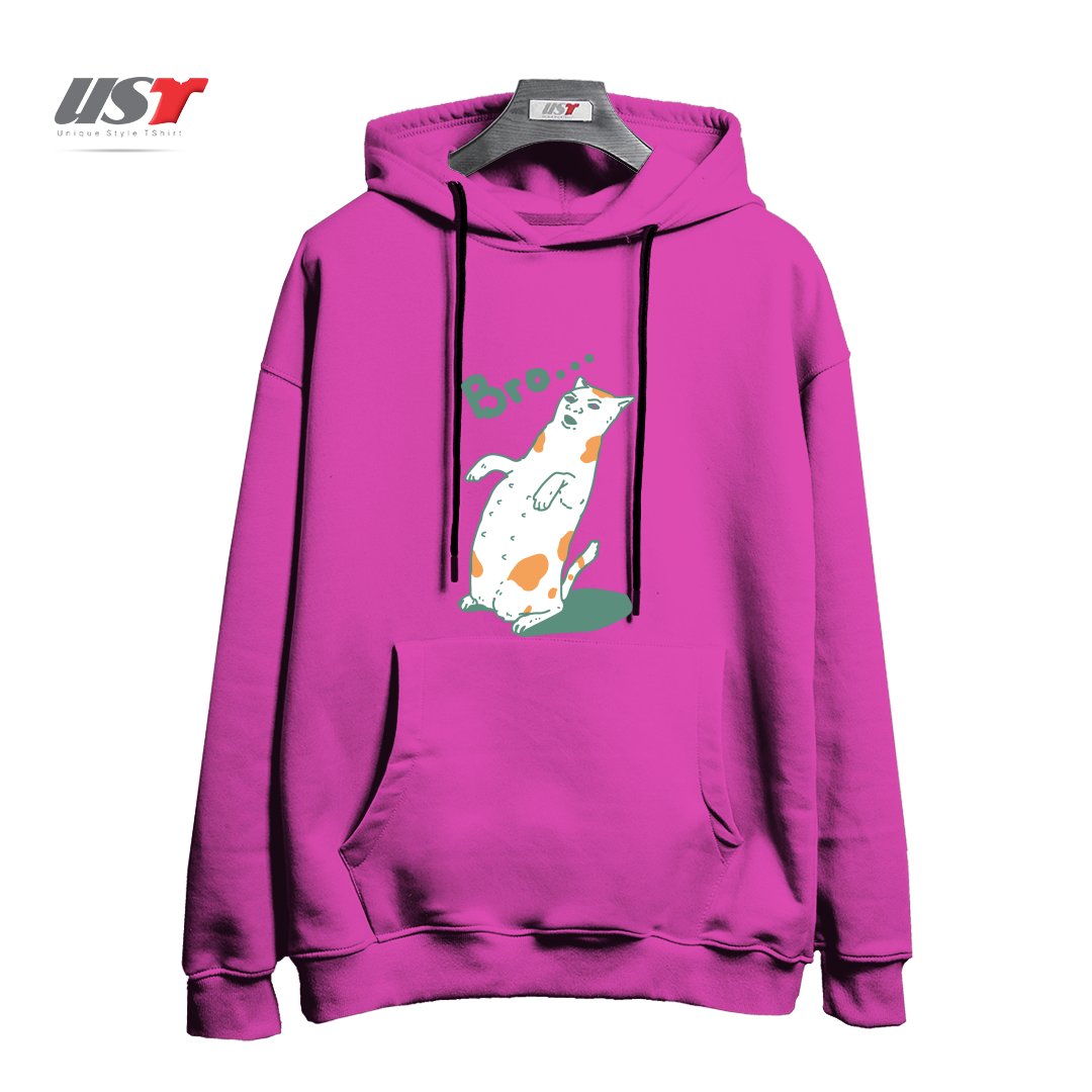 طرح CAT BRO...244 هودی اورسایزرنگ صورتی
