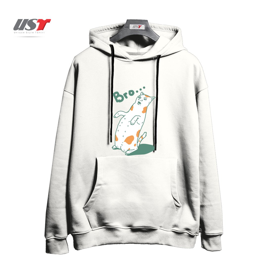 طرح CAT BRO...244 هودی اورسایزرنگ سفید