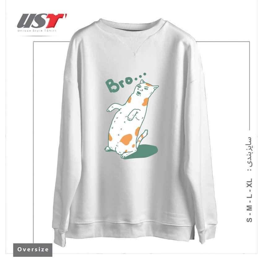 سوییشرت اورسایز طرح CAT BRO...244