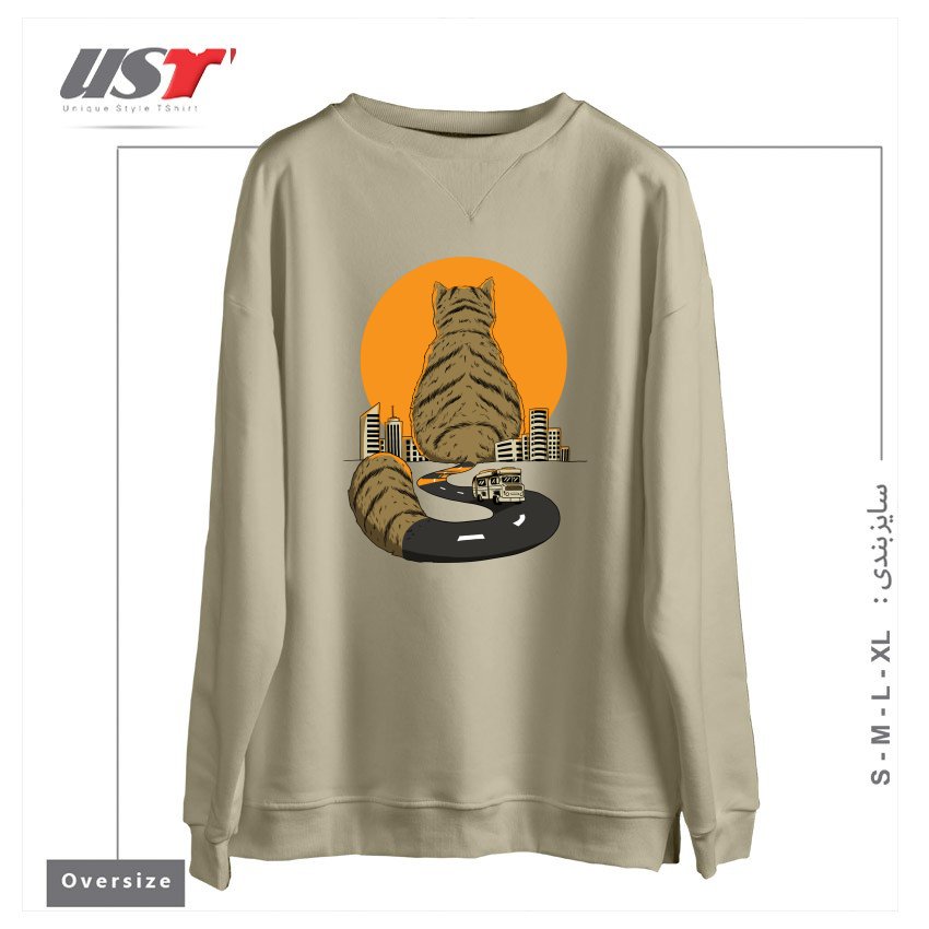 سوییشرت اورسایز طرح CAT CITY