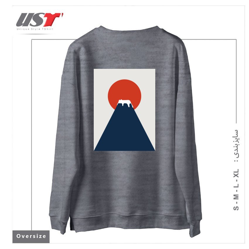 طرح CAT LANDSCAPE 5 سوییشرت اورسایزرنگ طوسی ملانژ