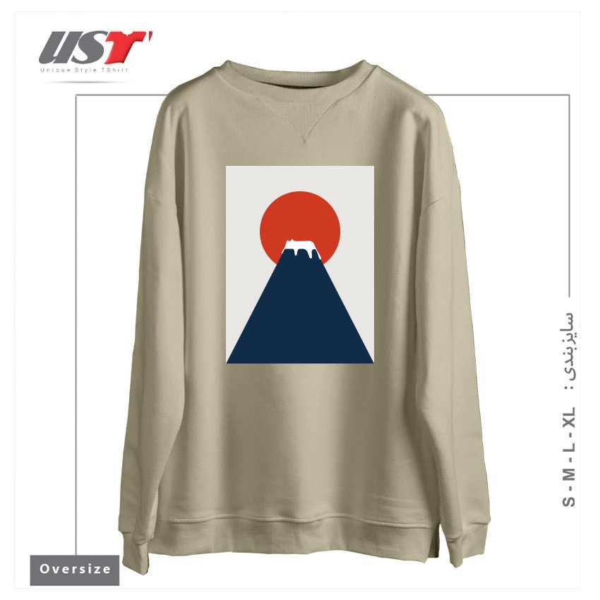 طرح CAT LANDSCAPE 5 سوییشرت اورسایزرنگ نخودی