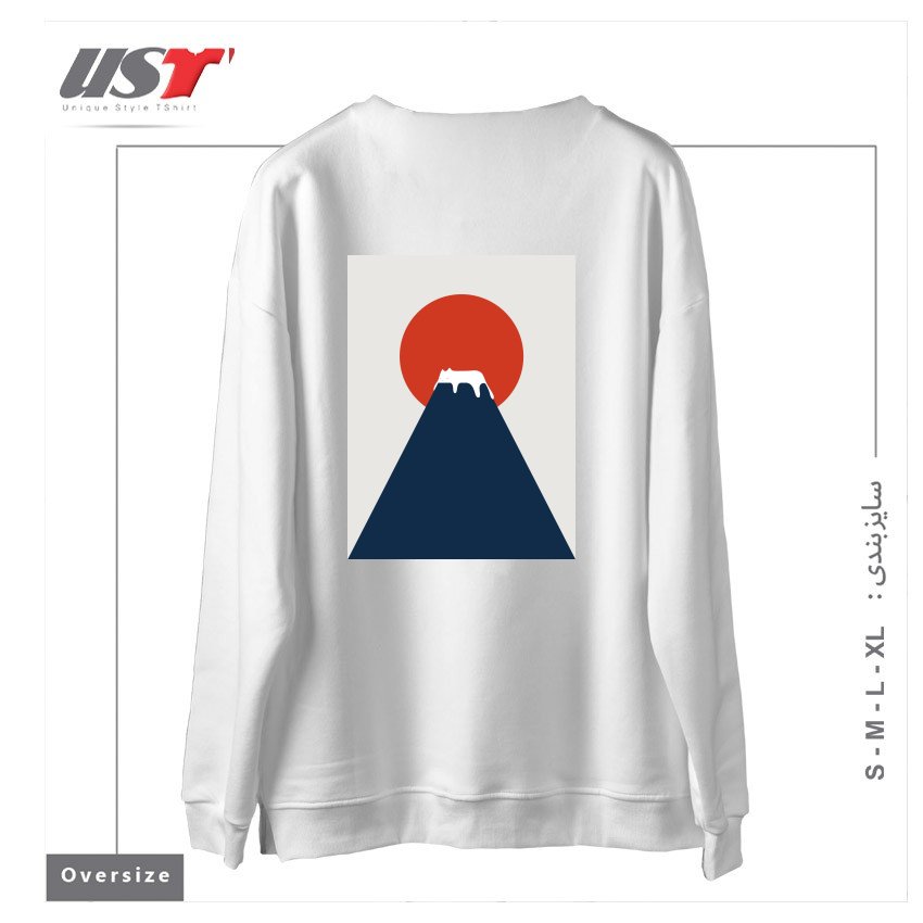 طرح CAT LANDSCAPE 5 سوییشرت اورسایزرنگ سفید