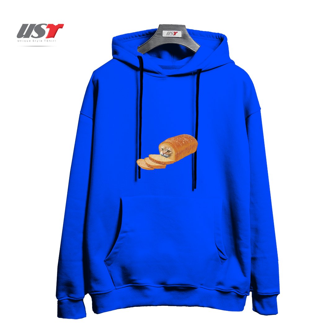 طرح CAT LOAF KITTY KITTEN BREAD BREADLOAF CATS FUNNY54545 هودی اورسایزرنگ آبی شالی