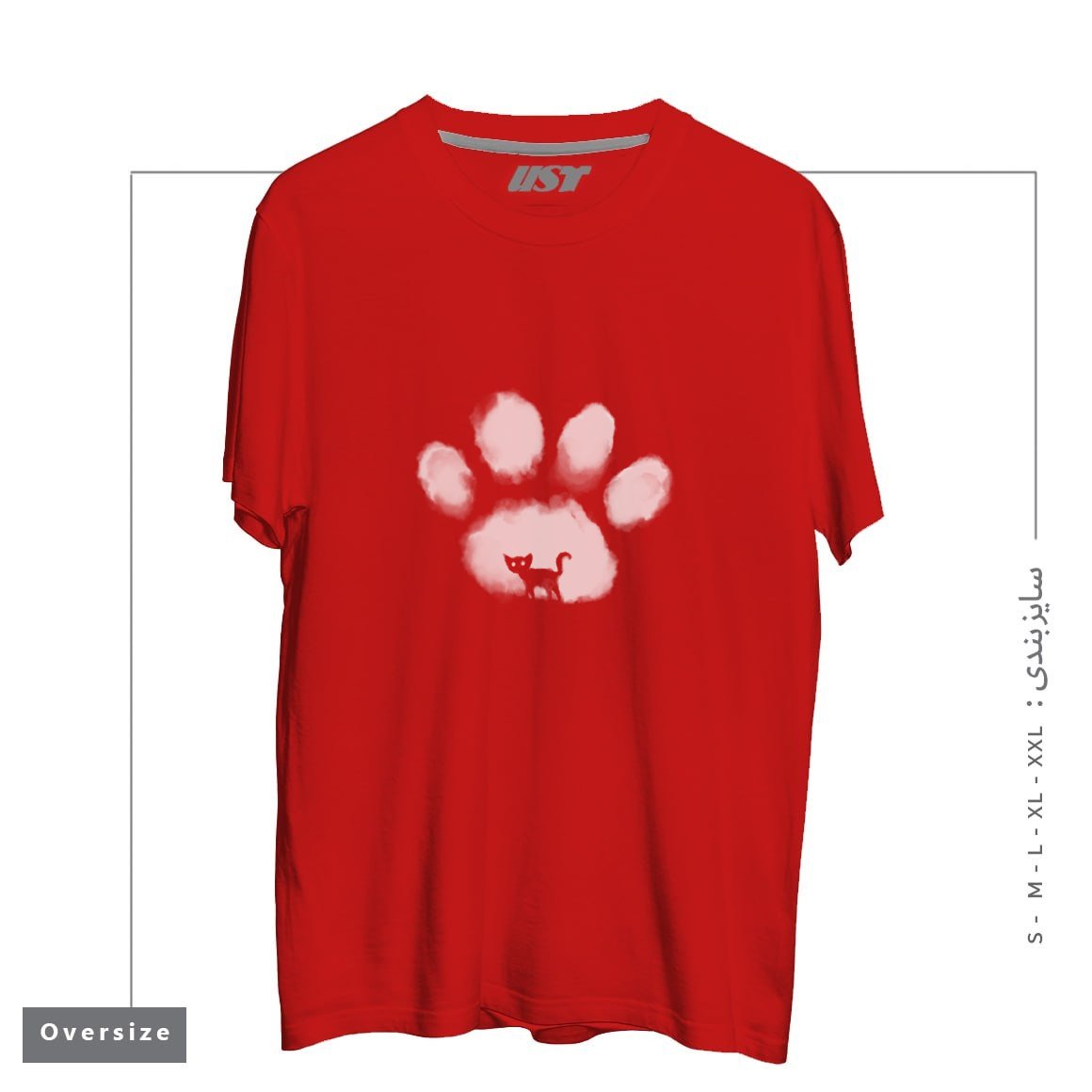 طرح CAT MARK تیشرت اورسایزرنگ قرمز