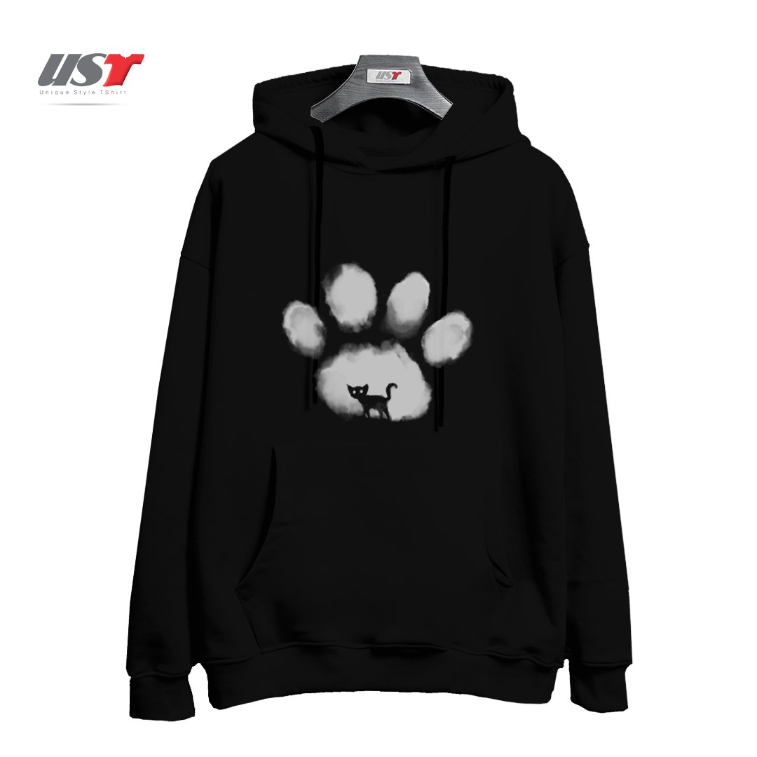 طرح CAT MARK هودی اورسایزرنگ مشکی