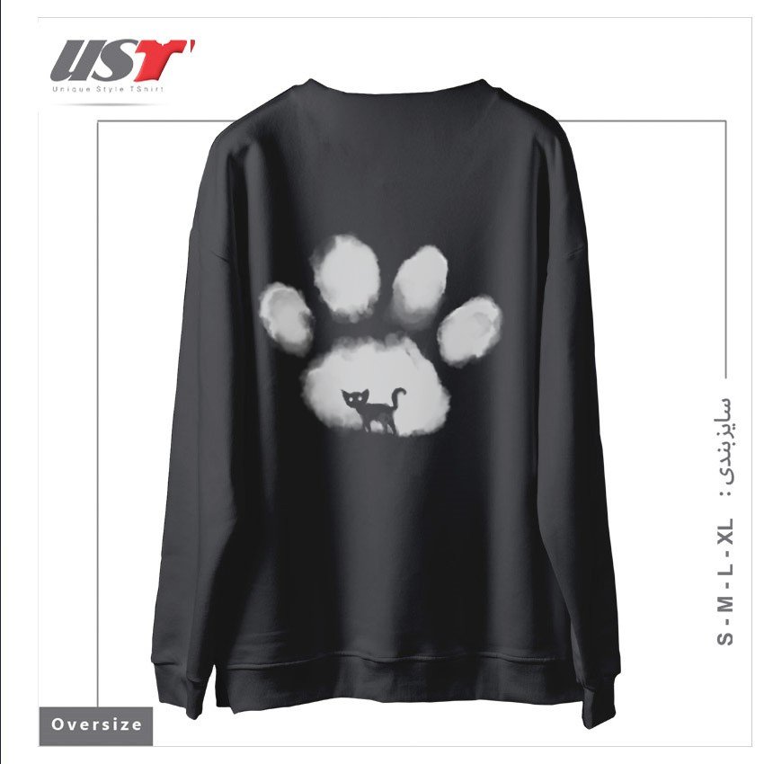 طرح CAT MARK سوییشرت اورسایزرنگ دودی