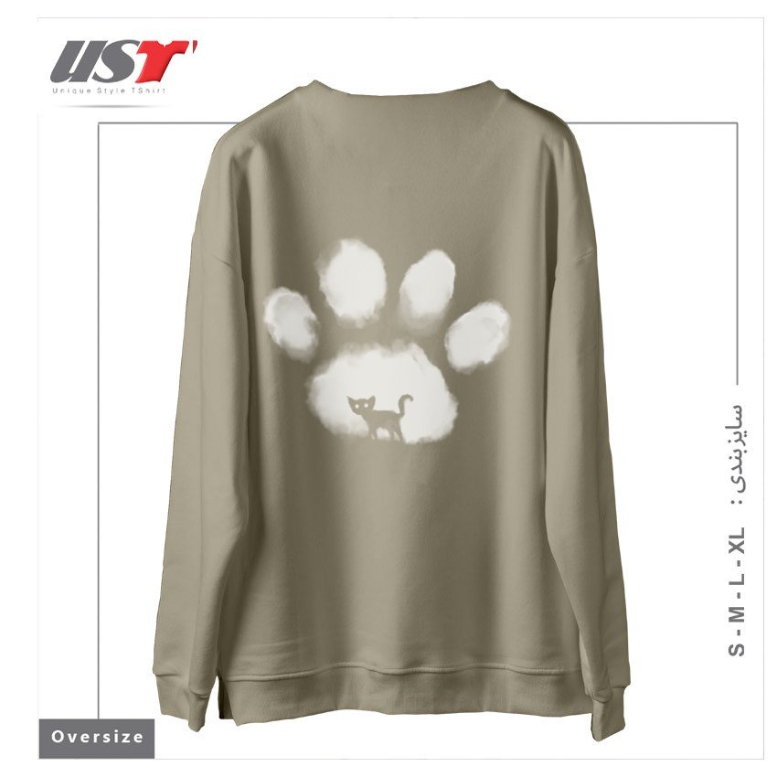 طرح CAT MARK سوییشرت اورسایزرنگ نخودی