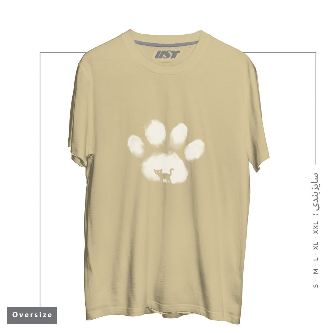 طرح CAT MARK تیشرت اورسایزرنگ نخودی