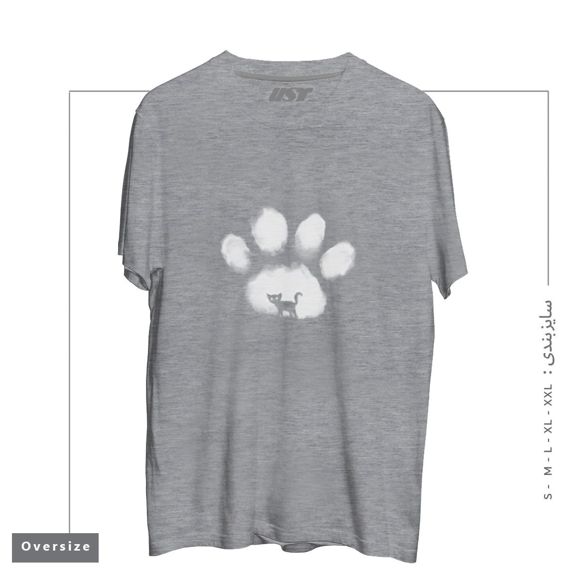 طرح CAT MARK تیشرت اورسایزرنگ طوسی ملانژ