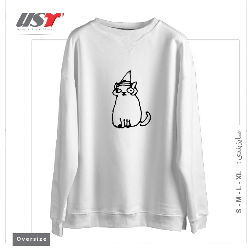 سوییشرت اورسایز طرح WIZARD CAT