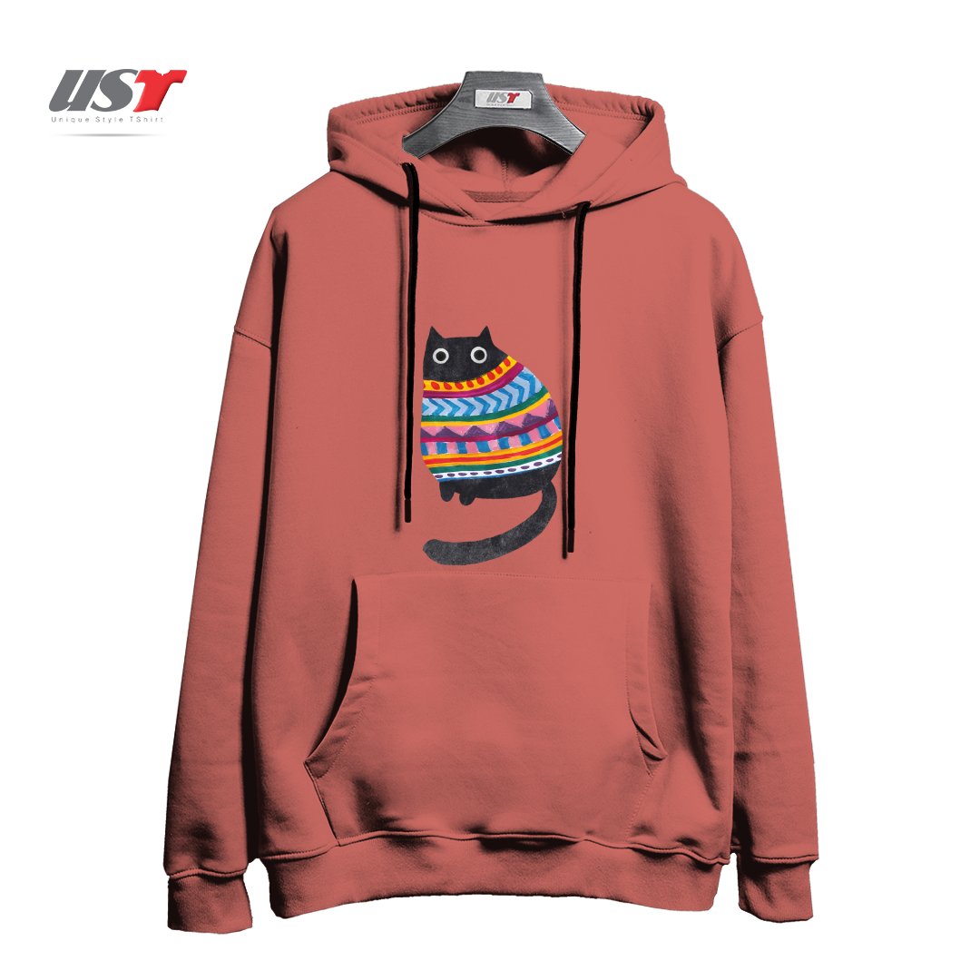 طرح WINTER WOOLY هودی اورسایزرنگ آجری