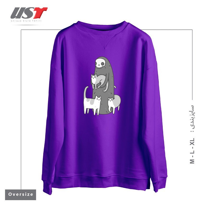 سوییشرت اورسایز طرح THE GRIM AND HER CATS