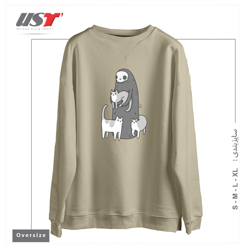 سوییشرت اورسایز طرح THE GRIM AND HER CATS