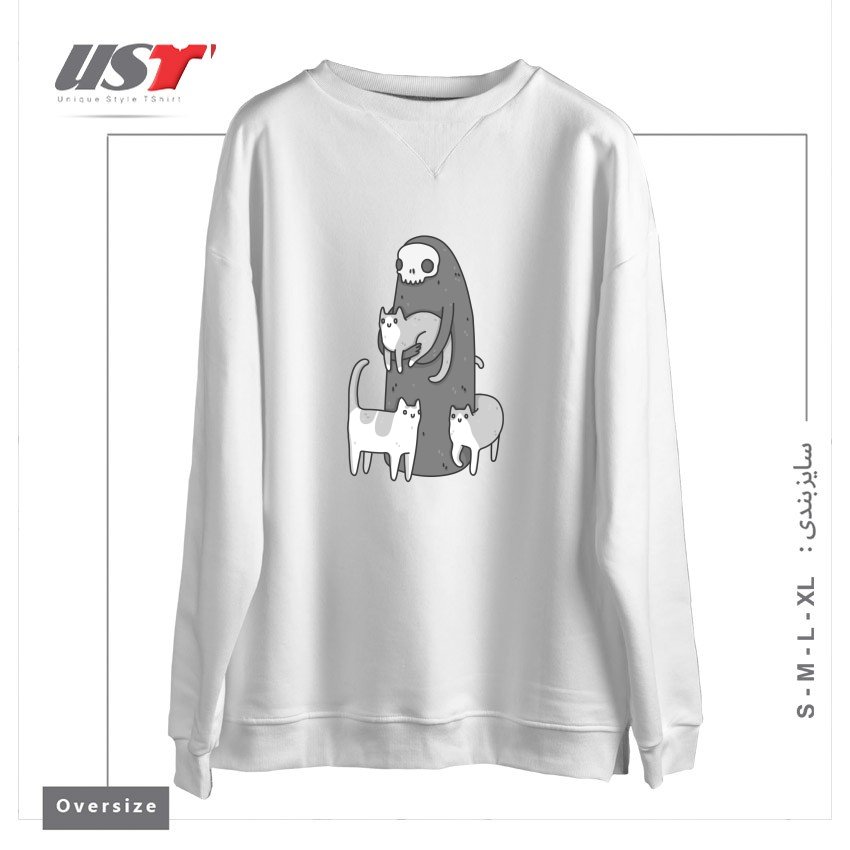سوییشرت اورسایز طرح THE GRIM AND HER CATS
